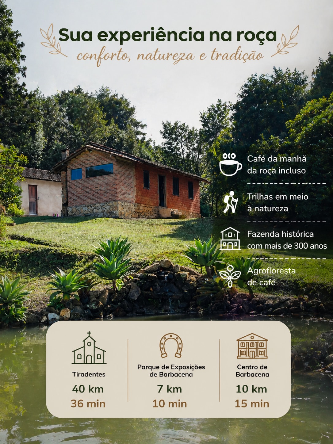 Fazenda em Barbacena, Minas Gerais, com café e trilhas